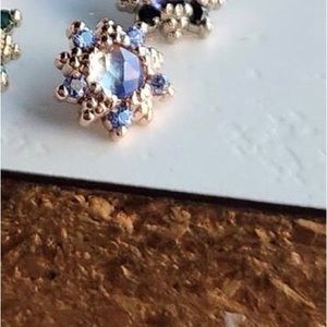 New Alchemy Adornment wren threaded end rose gold moonstone w tanzanite cz. 💙👀